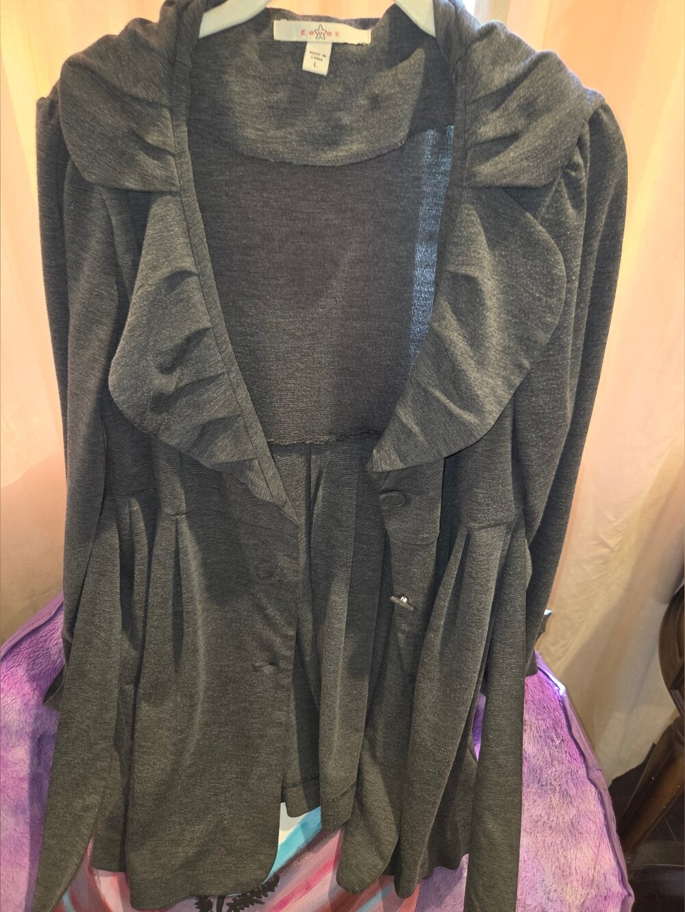 Gray Collared Pea Coat - Picture 8 of 10
